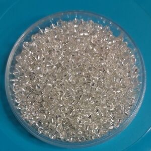Silver Glass Seed Beads 2mm 8/0